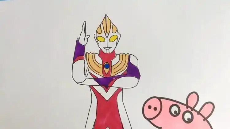 小猪佩奇教迪迦奥特曼跳舞-卡通简笔画_网易视频