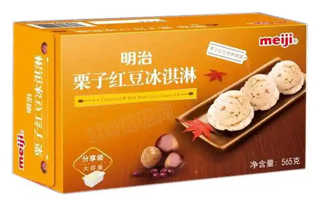 明治meiji红豆栗子味冰淇淋1l家庭装雪糕