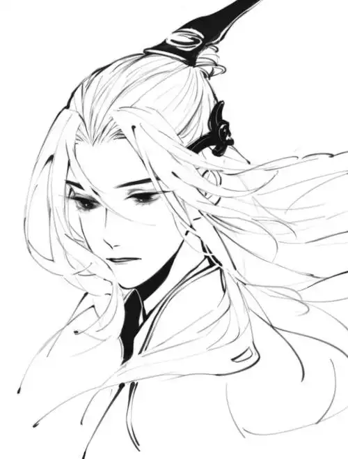 古风黑白线描我曾以为这是个黑白的世界直到遇见你