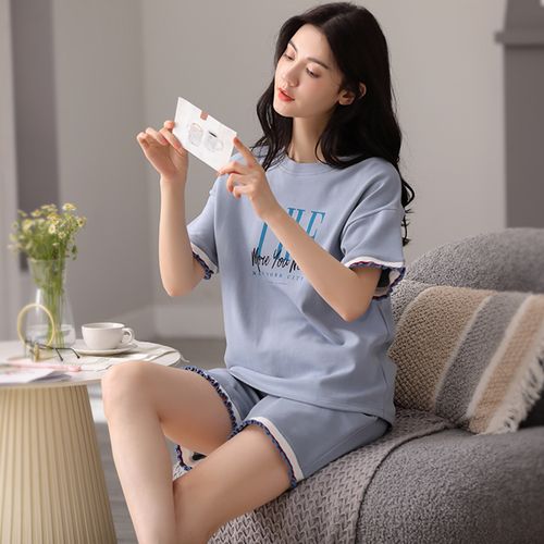 夏季睡衣女士短袖纯棉短裤全棉时尚薄款两件套睡衣