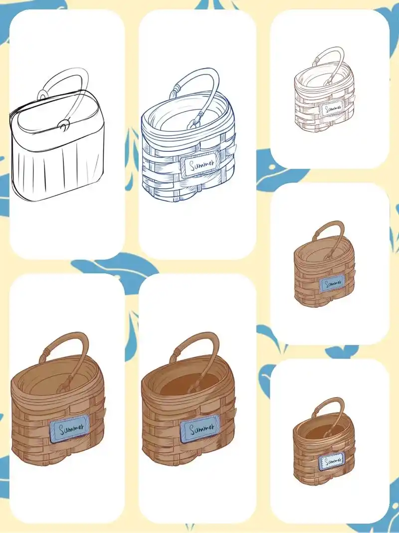 【039 期】不止于此插画团练营之100个有趣小物件-小竹篮 - 抖音