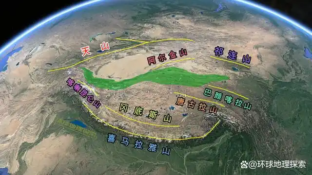 在昆仑山的周围分布着有天山,阿尔金山,喀喇昆仑山,唐古拉山以及巴颜