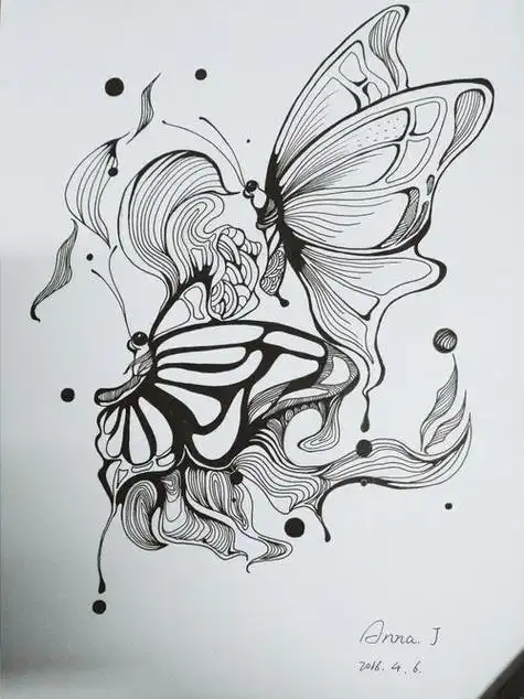 线条装饰画黑白手绘 线条装饰画黑白手绘动物