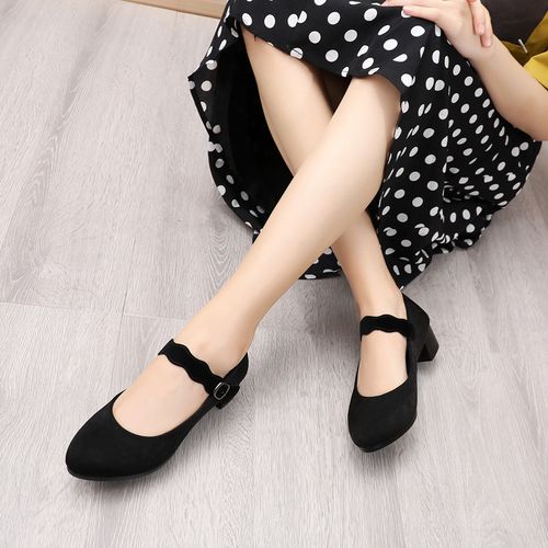 新款老北京布鞋女鞋中跟休闲鞋高跟广场舞妈妈底上上班布鞋