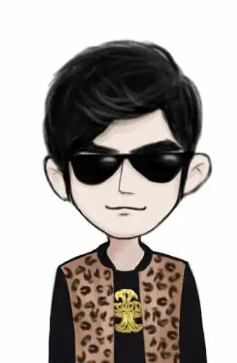 原创 手绘 周杰伦 q版 豹纹 墨镜 帅气
