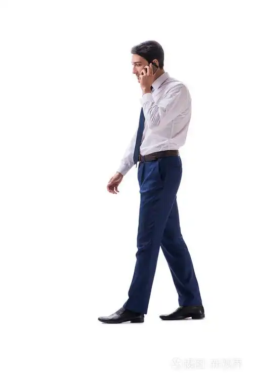 商人行走站立侧查看孤立在白色背景