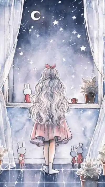 蓝色星空梦幻女孩