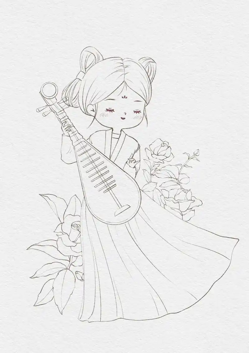 萌萌古风团练课～#鱼小沫绘画学堂 #ipad绘画 #高质量团 - 抖音