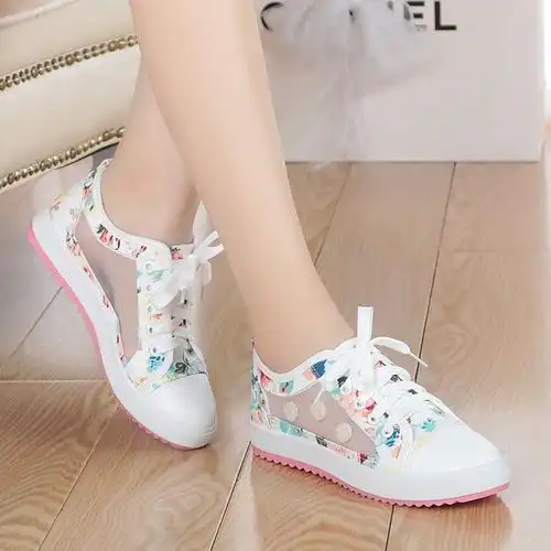 简约镂空软底白色高帮小女孩凉鞋女夏儿童7一9公主厚底圆头休闲鞋