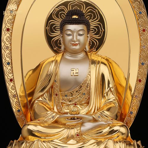 台湾贴金西方三圣坐像阿弥陀佛观音佛像大势菩萨摆件