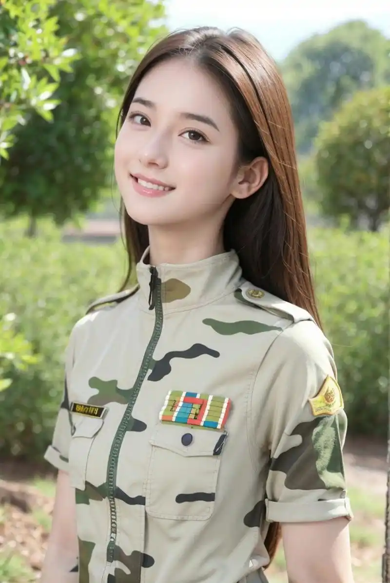 迷彩服军装甜美漂亮美女高清壁纸写真艺术照图集#时尚穿搭# #性感美女