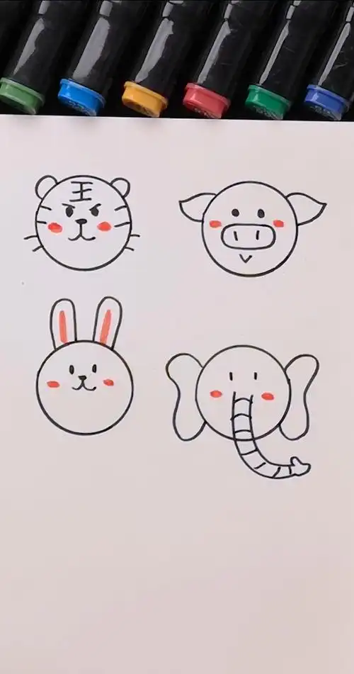 简笔画#圆形画小动物简笔画