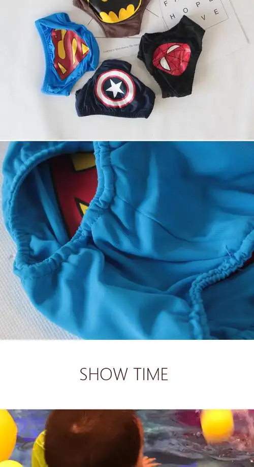 七色王国儿童泳裤男童卡通男孩三角游泳裤可爱婴儿宝宝游泳衣英雄造型