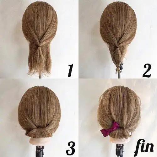 女生中长发扎盘发发型