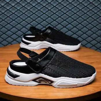 男士凉鞋夏季透气百搭运动休闲老爹潮鞋外穿沙滩洞洞鞋 ff55米色 黑色