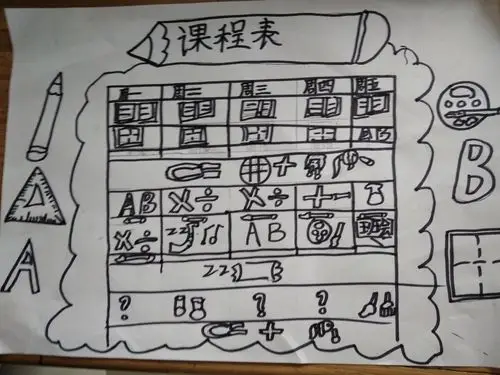 宝塔河小学三年级画展(十四)美化教室一角 课程表图标设计