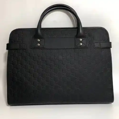 99新古驰gucci黑色牛皮压花手提包公文包男包