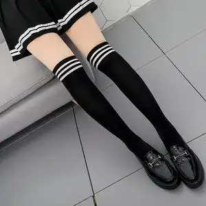 长腿袜女秋冬学院风过膝黑色条纹学生长筒袜打底少女袜子