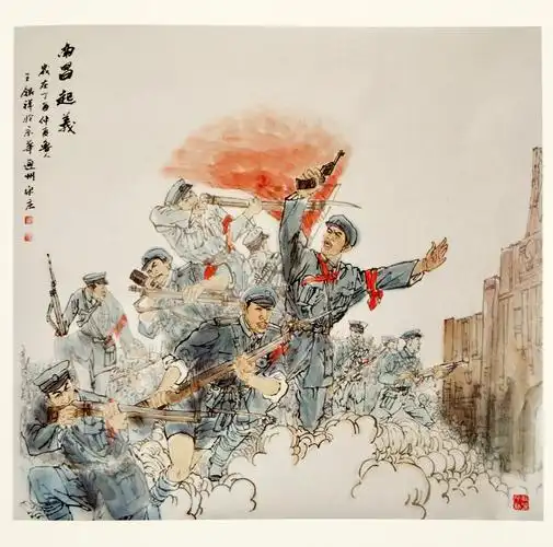 沈玉华,妥秀英等九十位画家作品入展,并共同绘制了红色革命军事题材九