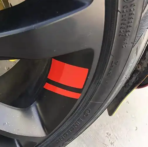 汽车轮缘贴花条纹,反光汽车车轮贴纸,汽车装饰配件,6 件(红色)