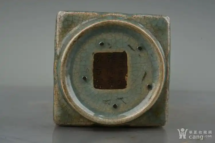 汝瓷青釉元祐元年清凉寺张家窑款琮式瓶古玩古董古瓷器老货收藏_地摊