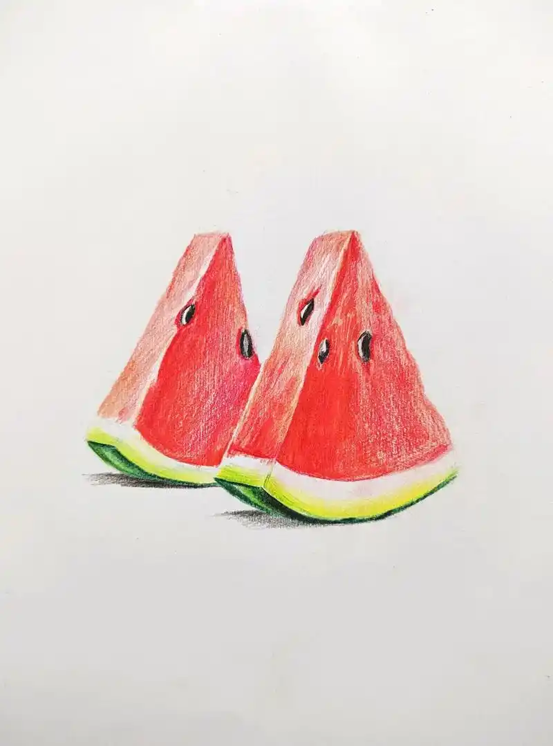 简单易学的彩铅西瓜画法