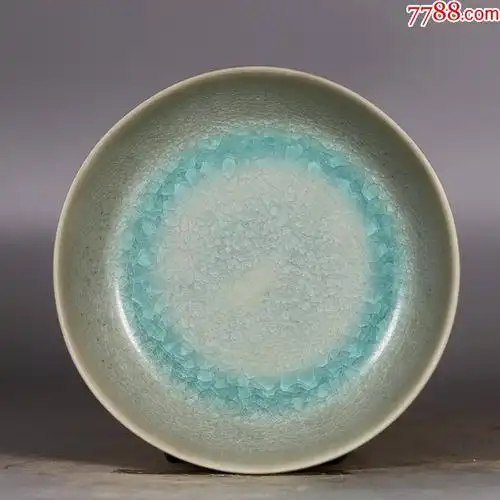 汝窑天青釉冰裂纹圆洗35145厘米工艺品