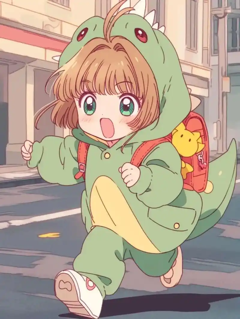 q版百变小樱,今天是穿恐龙睡衣的小可爱啊#百变小樱 #二次元 - 抖音