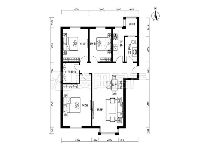 采光很好 户型方正 带储物间,四方景园(三区)二手房,738万,3室1厅,1卫
