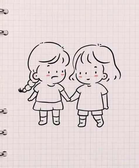 动漫简笔画闺蜜可爱