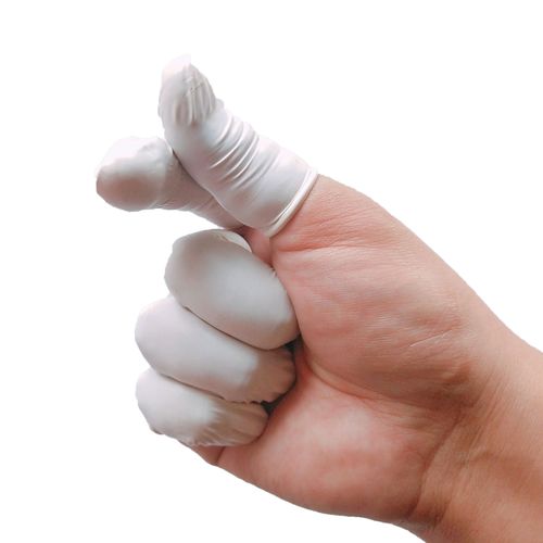 一次性橡胶白色手指套劳保加厚耐磨指套乳胶防滑工业美容纹绣指套