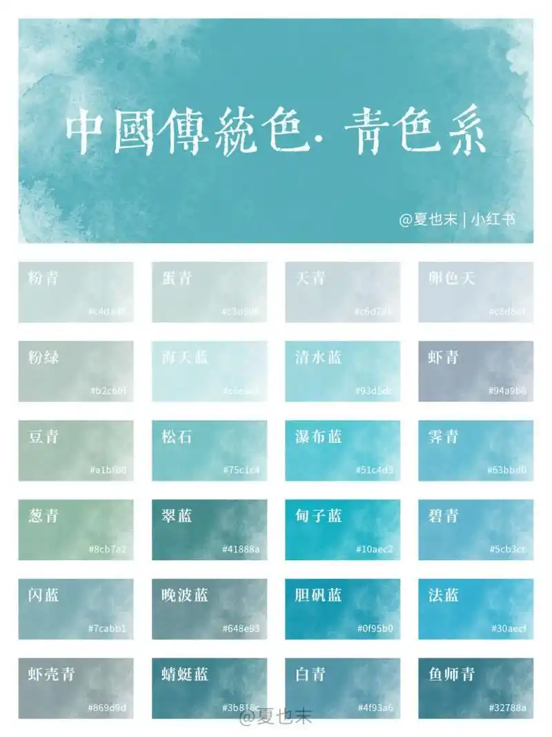 78中国传统色|青色系2 | 澄净淡雅天青色!