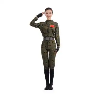 新款军装演出服文艺兵迷彩弹力舞蹈服女兵套装成人男水兵军鼓现代