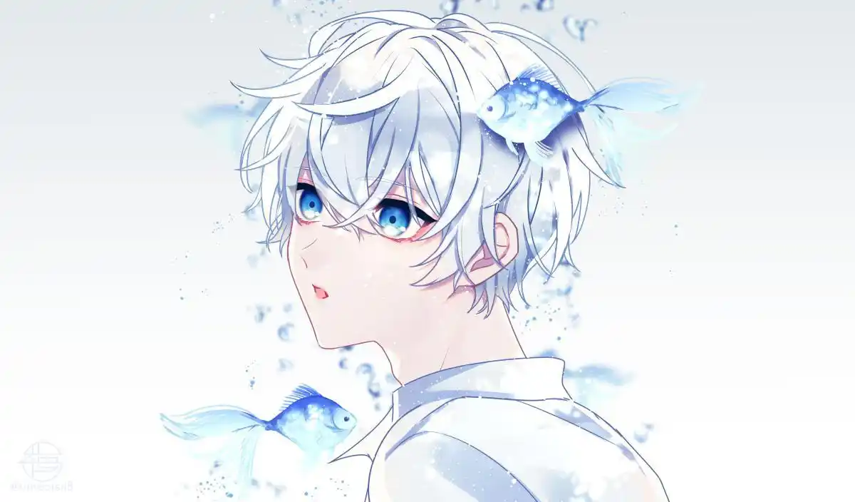 动漫人物插画分享——帅气的白发少年郎