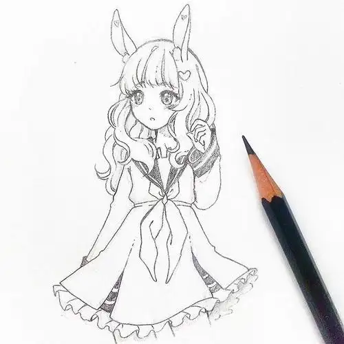 33张简单女生动漫线稿图 适合新手临摹|163_手机网易网