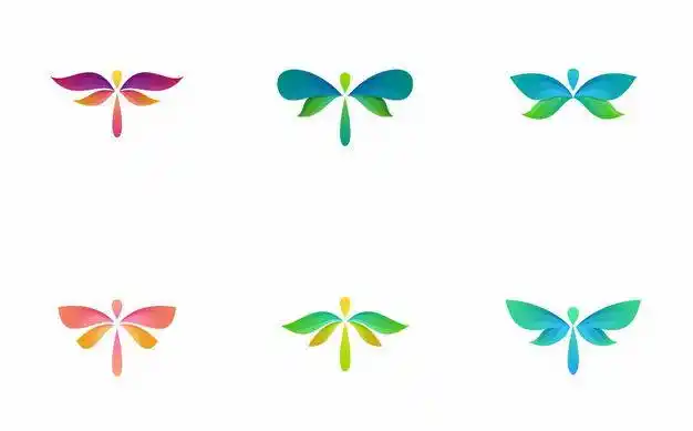 6款彩色蜻蜓logo设计方案图案3116088矢量图片免抠素材