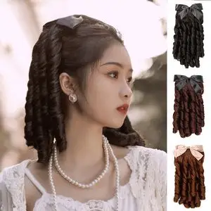 宫廷卷发罗马卷假发女公主卷复古民国风大小姐蝴蝶结油条卷马尾