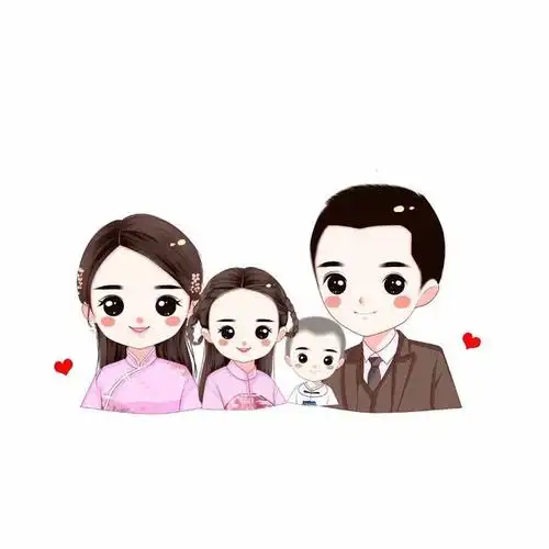 幸福一家四口图片,手绘头像设计,你喜欢吗?