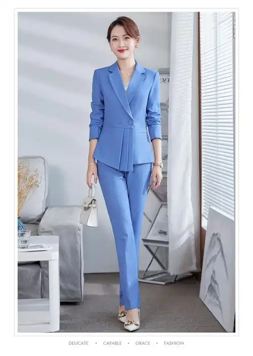 播音主持艺考西装女感紫色新闻人上镜服装西服套装主播职业 紫色西装