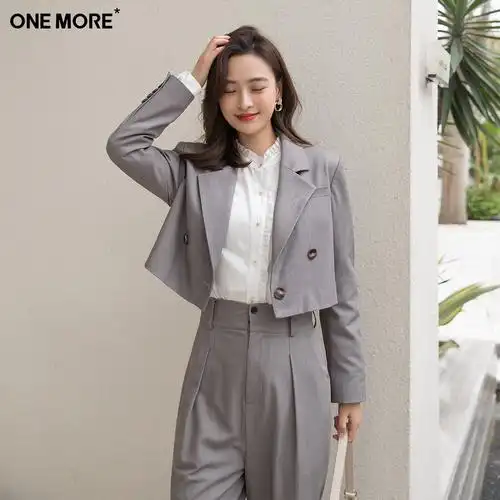 onemore2022春季新款西装外套女薄款韩版垂宽松短款西装