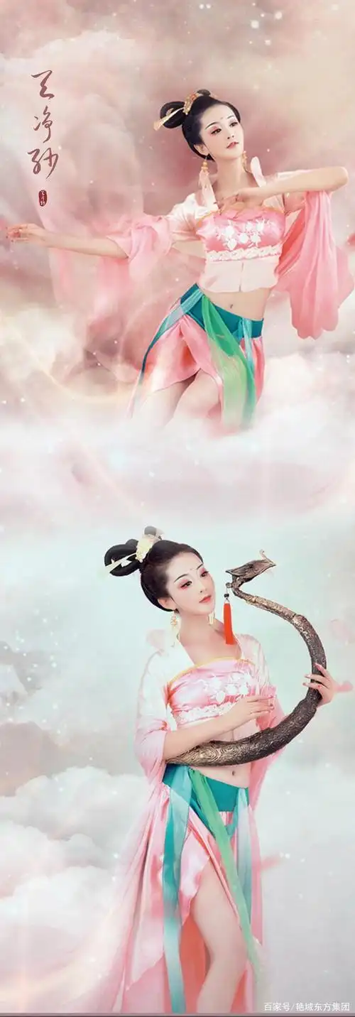 敦煌飞天神女,纤腰玉带舞天纱,疑是仙女下凡来