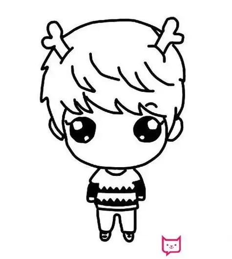 好看的人物简笔画大全q版鹿晗简笔画q版动漫人物简笔画黑白漫联素材