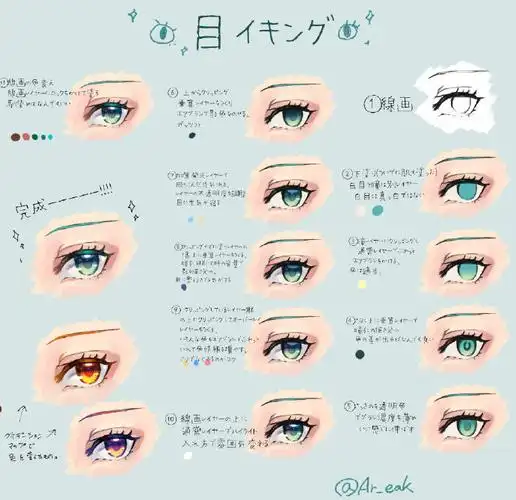 二次元眼睛画法与上色教程  #绘画参考##五官参考