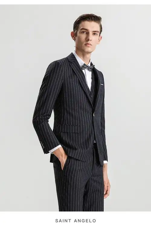 报喜鸟2020新款商务休闲条纹男士西服套装 职业装羊毛一粒扣西装