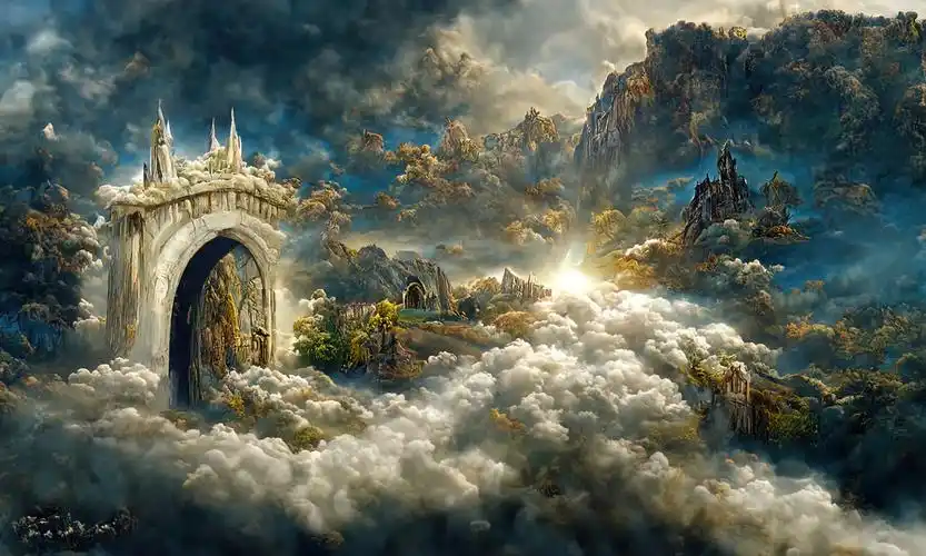 2022-05-23壁纸标签:唯美治愈小清新梦幻仙境天堂之门ai绘画酷炫锁屏