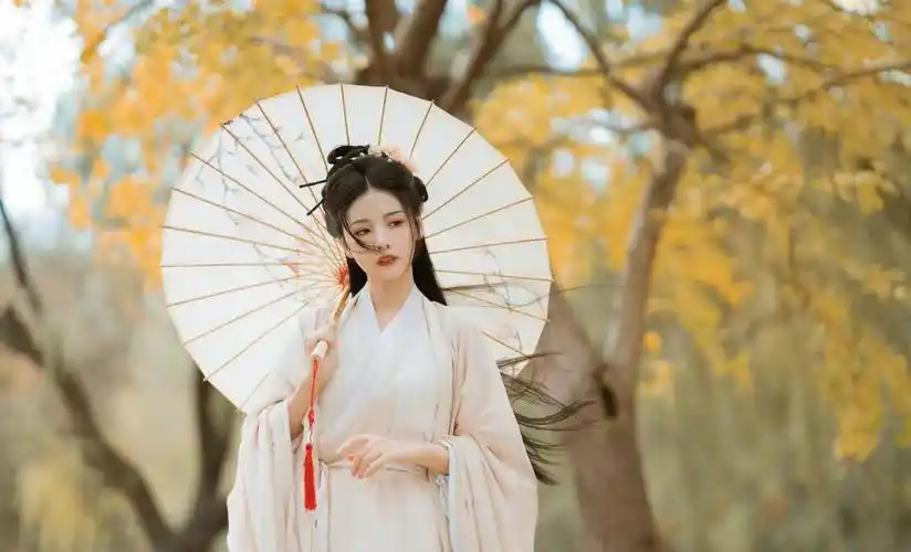 赵粤银杏树下古风写真,仙气飘飘,唯美浪漫,氛围感满满_灯笼_气氛_肖像