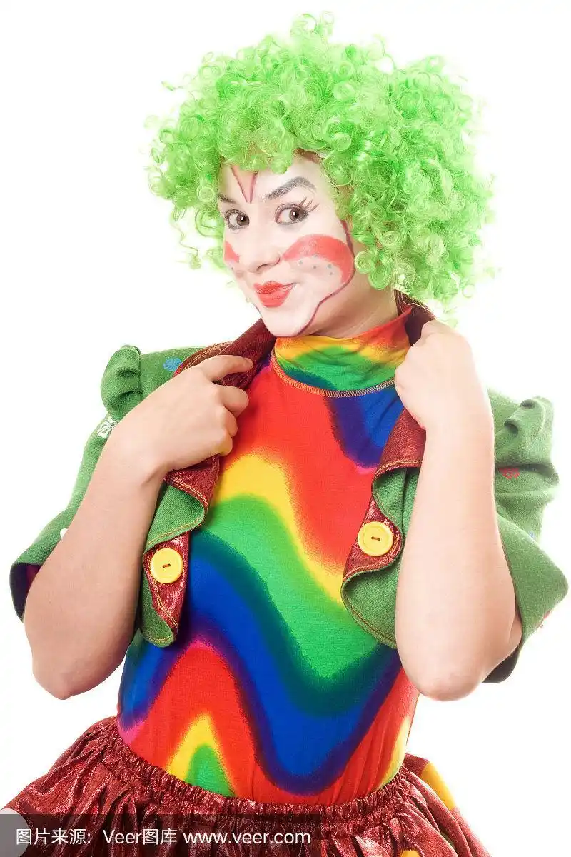 微笑的女小丑肖像