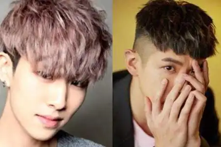 两边掏空上面盖下来的发型