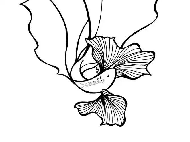 简笔画画只漂亮的小金鱼,简单易学,适合所有所有小朋友们学习哦漂亮的