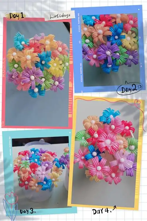 3变废为宝第三部——吸管粘贴画 这是我跟爸爸妈妈合作完成的作品呦